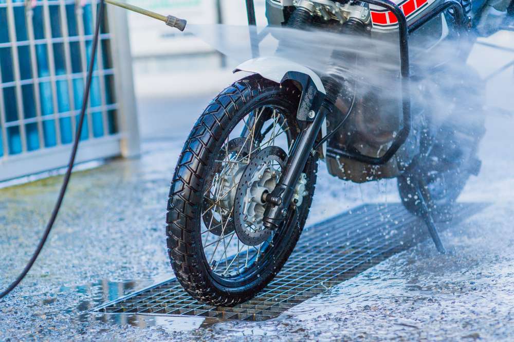 How to wash a motorcycle.